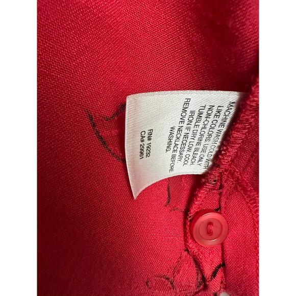 Alfred Dunner Red Floral Burnout Button Top 22W 2X Classy Mature - Picture 9 of 10